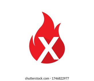 Design concept fire with Initial x Letter Logo Design