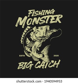 DESIGN CONCEPT OF FISHING ILLUSTRATION T-SHIRT