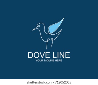 Design concept of flat line logo, dove line