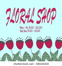 Design concept for floral shop or salon. Simple and elegant logo template in flat style. Emblem for floral shop, studio, wedding florist, landscape designer. Abstract bellflowers. Vector illustration.