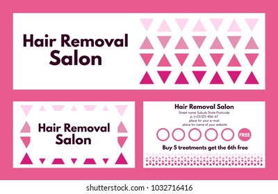 Design concept for hair removal salon. Banner and loyalty card.