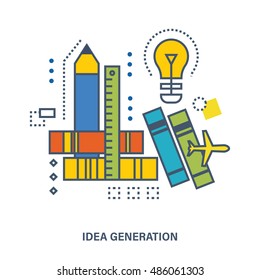 Design concept - idea generation, search for solutions, brainstorming, creativity and creative thinking.