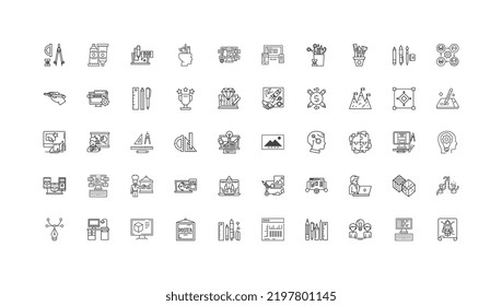 Design-Concept-Illustration, Linearsymbole, Zeilensatz, Vektorgrafik