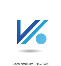 Concepto de diseño de la letra V y el icono de punto, Ilustración vectorial aislada en un fondo blanco