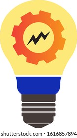 Design concept of light bulb vector illustration with sibol engine. business illustration