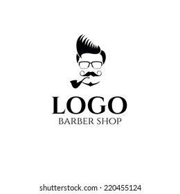 design concept of the logo, badge, label, on Barbershop men's hipster hairdresser