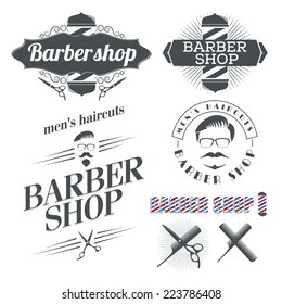 design concept of the logo, badge, label, on Barbershop men's hipster hairdresser