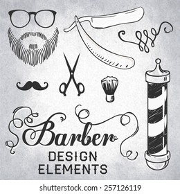 Design concept for logo, badge, label, on Barbershop men's hipster hairdresser