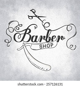 Design concept for logo, badge, label, on Barbershop men's hipster hairdresser