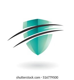 Concepto de diseño de una forma de logotipo e icono de un blindaje a rayas