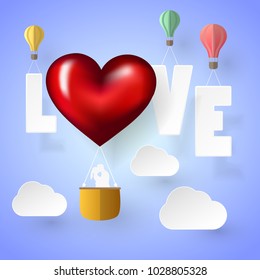 Design concept of love and lettering, valentines day concept, vector illustration.