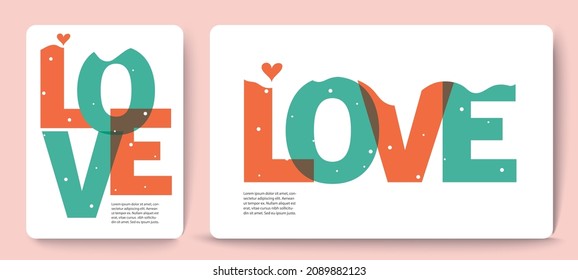 Design concept of Love. Templates with typography, Trendy backgrounds for branding, banner, cover, card, social media, poster, Vector EPS.10