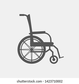 Design concept of manual wheelchair, disabled carriage icon. Can use for website and mobile website and application. Vector illustration with background.