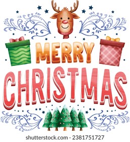 Das Design-Konzept für Frohe Weihnachten dreht sich darum, eine fröhliche und festliche Atmosphäre zu schaffen, die die Freude und Freude der Ferienzeit feiert.