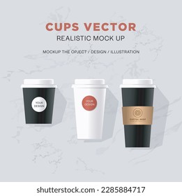 Design concept of mockup coffee cup set on background. Copy space for text and logo.