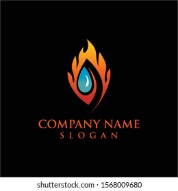 the design concept of the modern water and fire logo is elegant