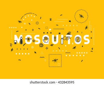 Design concept mosquitos. Modern line style illustration. 