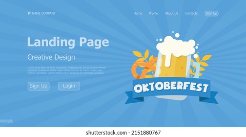 Design concept oktober fest landing page website - Vector illustration