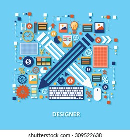 Design concept design on blue background,clean vector