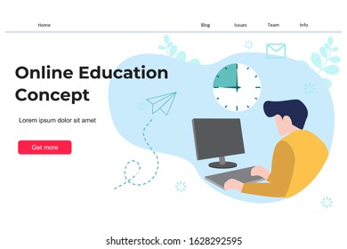 design concept of online education, training and courses, learning, video tutorials. design