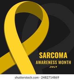 Design Concept Sarkom Awareness Month Juli auf dunklem Hintergrund. Bewusstseinsband auf Gelb
