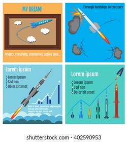 design concept set of startup business management partnership and strategy flat compositions vector illustration