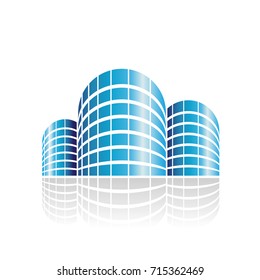 Design Concept of Shiny Cylindrical Residences Icon, Vector Illustration Isolated on a White Background