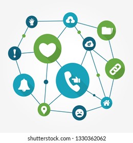 Design concept of social media network with icons: people, cloud