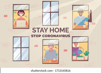 a design concept for Staying at home to prevent the spread of the coronavirus, Covid-19