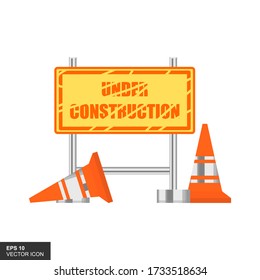 Concepto de diseño Bajo construcción con fondo blanco, ilustración vectorial.