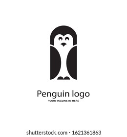 The design concept of the vintage penguin logo, with a simple black and white color