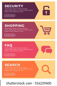 Design concept for website template - security, shopping, faq, search web banners or headers vector illustration