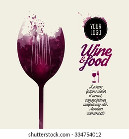 Design concept wine and food. Background wine stains. vector