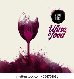 Design concept wine and food. Background wine stains. vector