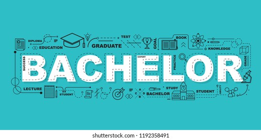 Design Concept Of Word Bachelor Website Banner.