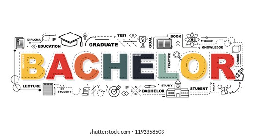 Design Concept Of Word Bachelor Website Banner.
