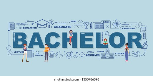 Design Concept Of Word Bachelor Website Banner.