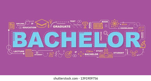 Design Concept Of Word Bachelor Website Banner.