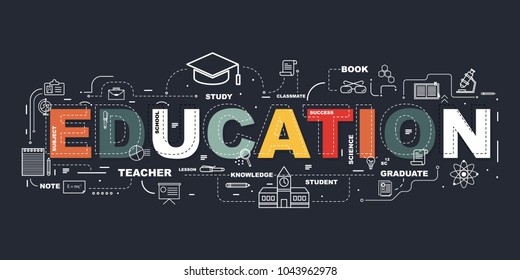 Design Concept Of Word EDUCATION Website Banner.