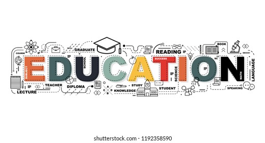 Design Concept Of Word EDUCATION Website Banner.