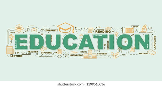 Design Concept Of Word EDUCATION Website Banner.