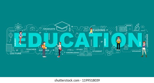 Design Concept Of Word EDUCATION Website Banner.