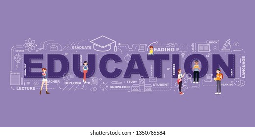 Design Concept Of Word EDUCATION Website Banner.