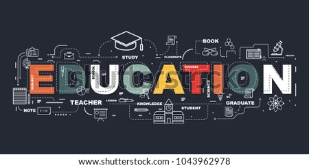 Design Concept Of Word EDUCATION Website Banner.