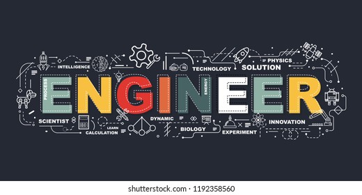 Design Concept Of Word ENGINEER Website Banner.