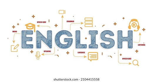 Design Concept Of Word ENGLISH Website Banner.