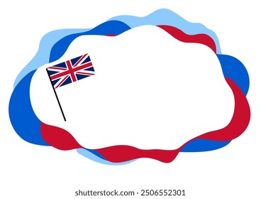 Design Concept Of Word ENGLISH Website Banner. English. Illustration for book, dictionary, vocabulary, speaking, reading, writing, listening skills. United Kingdom Country Flag.  Holiday banner frame.