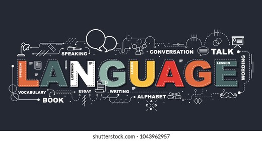 Design Concept Of Word LANGUAGE Website Banner.