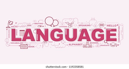 Design Concept Of Word LANGUAGE Website Banner.
