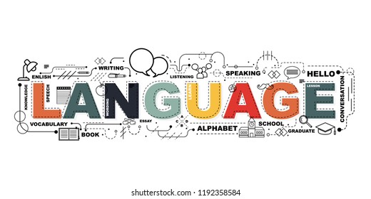 Design Concept Of Word LANGUAGE Website Banner.